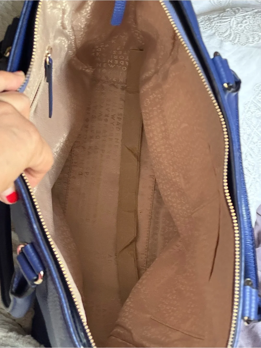 EUC Kate Spade Baxter Street Tote Leather Bag. Blue.
